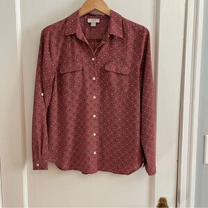 Loft | Pink Button Down Blouse, Size M
